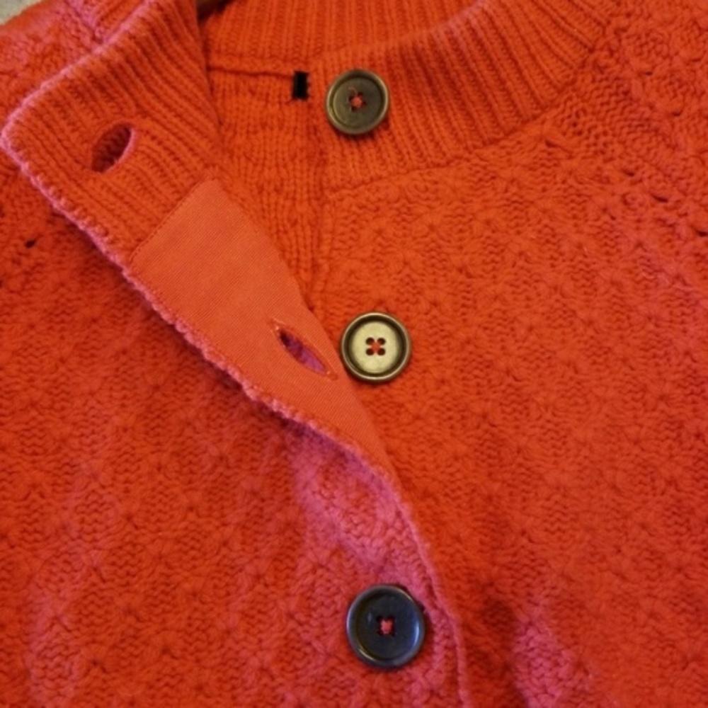 {Boden} Orange Knit Button-down 3/4 Sleeve Cardigan Sweater - Picture 7 of 7